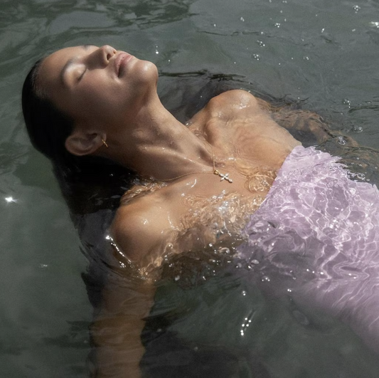 Gold Cross Necklace: Marquise Crystal Pendant | Christian Jewelry for Women | Religious Gift | Faith Bracelet | Catholic Present