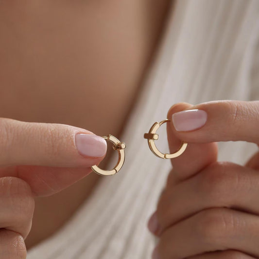 Gold Cross Hoop Earrings | Christian Jewelry for Women | Minimalist Faith Earrings | Religious Gift | Everyday Catholic Jewelry