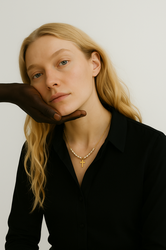 Pearl Cross Necklace: Dainty 18k Gold-Plated Christian Jewelry for Women | Religious Gift | Catholic