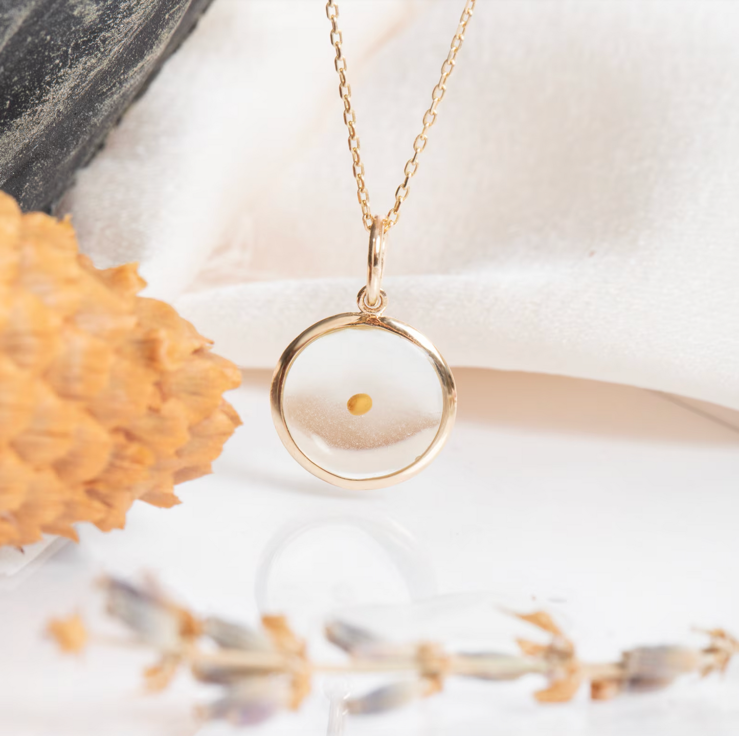 Mustard Seed Necklace in 14K Gold | Christian Faith Jewelry | Dainty Religious Pendant | Bible Verse Matthew 17:20 | Gift for Women