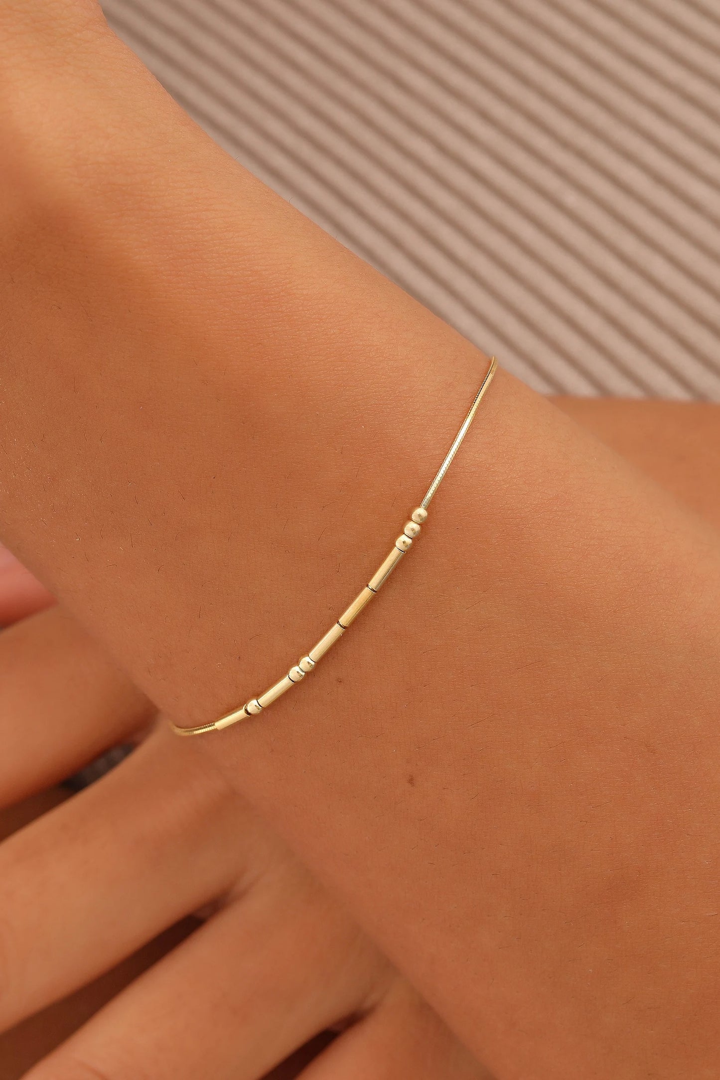 Morse Code Bracelet in Gold or Silver | Dainty Minimalist Jewelry | Hidden Message Bracelet | Personalized Gift for Women|Friendship Jewelry