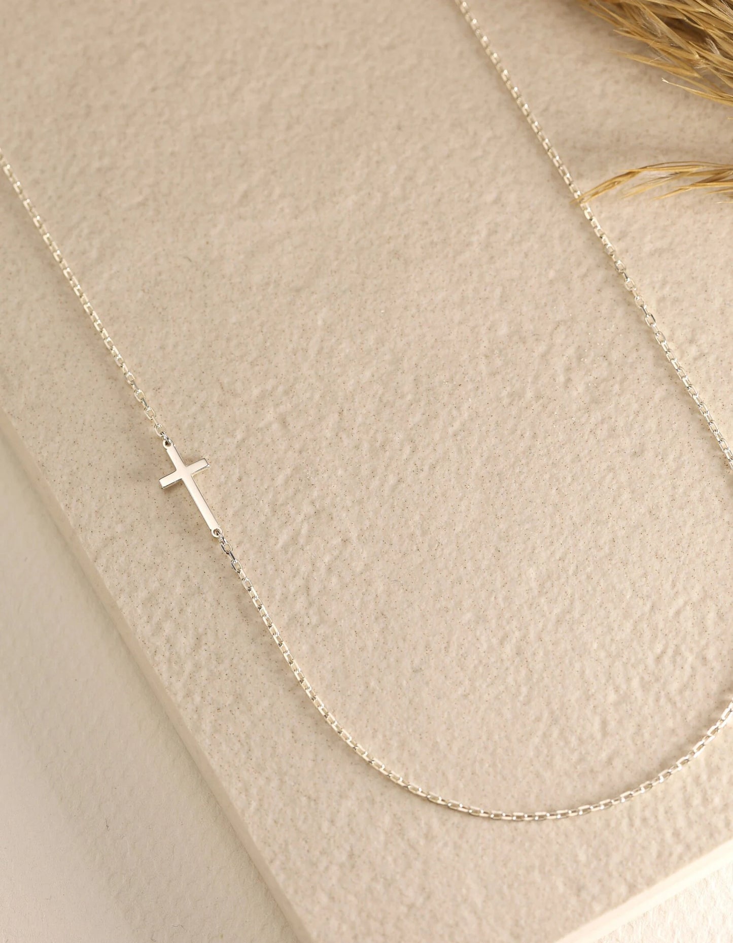 Sideways Cross Necklace Gold or Silver, Minimalist Christian Jewelry for Women, Dainty Faith Gift, Religious Pendant, Confirmation, Baptism