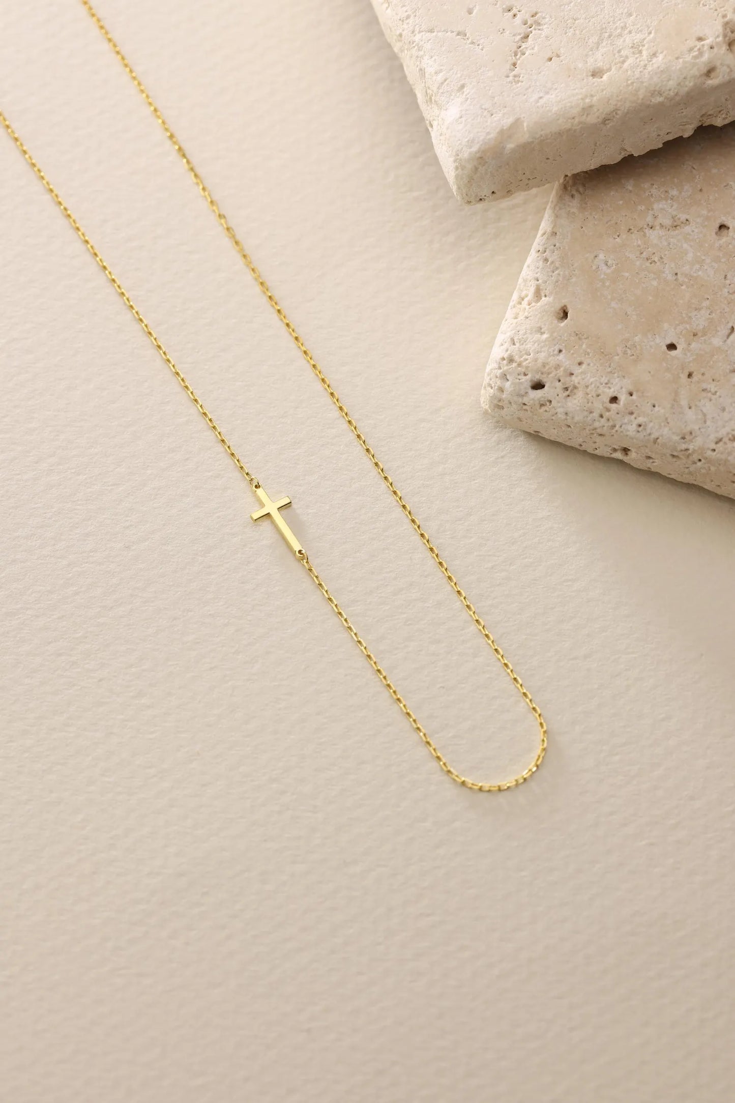 Sideways Cross Necklace Gold or Silver, Minimalist Christian Jewelry for Women, Dainty Faith Gift, Religious Pendant, Confirmation, Baptism