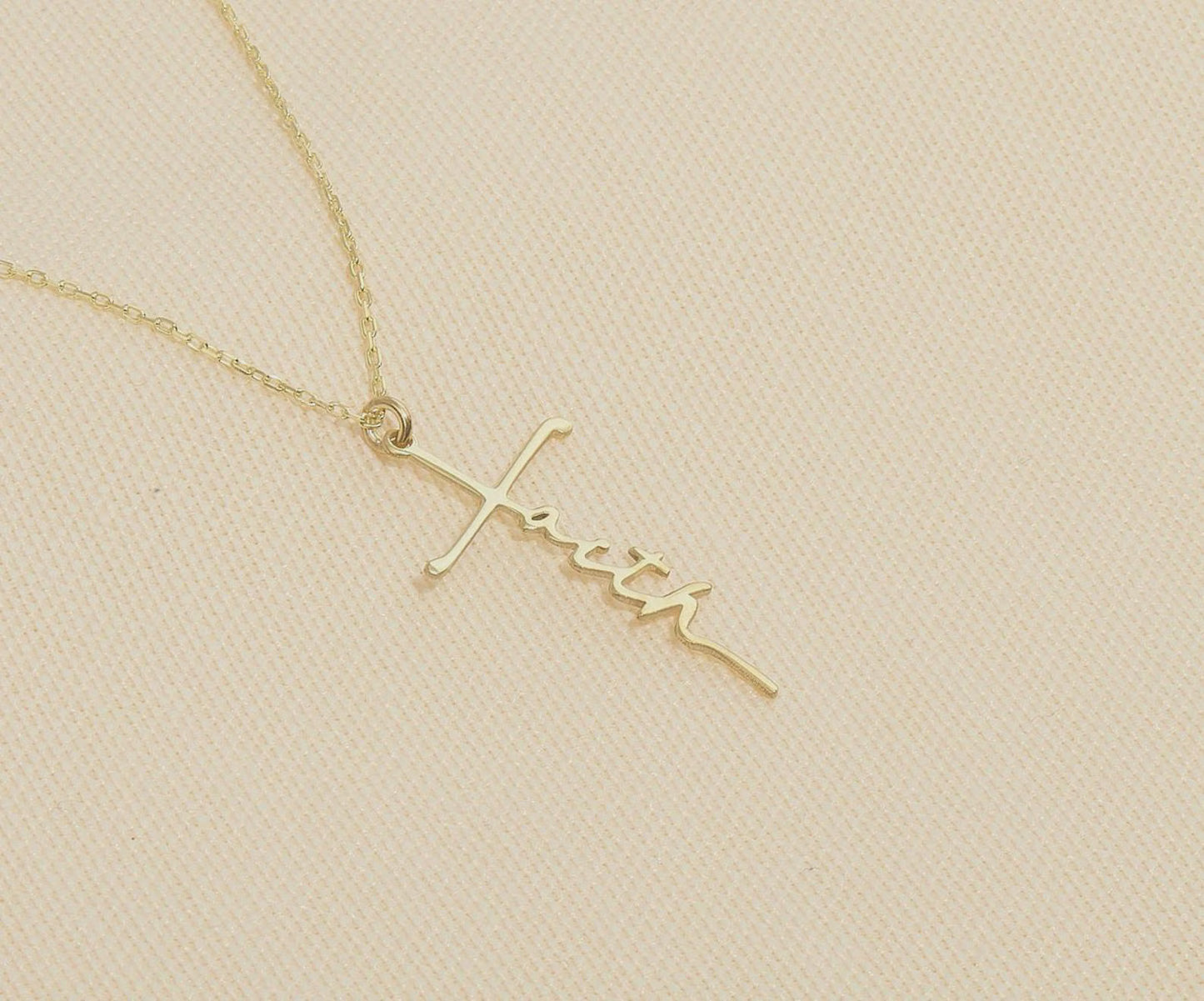 Gold Faith Cross Necklace | Dainty Christian Jewelry for Women | Inspirational Scripture Pendant | Gift for Baptism, Confirmation, Communion