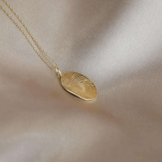 Custom Fingerprint Necklace in Gold or Silver | Personalized Memorial Jewelry | Engraved Thumbprint Pendant | Keepsake Necklace Gift