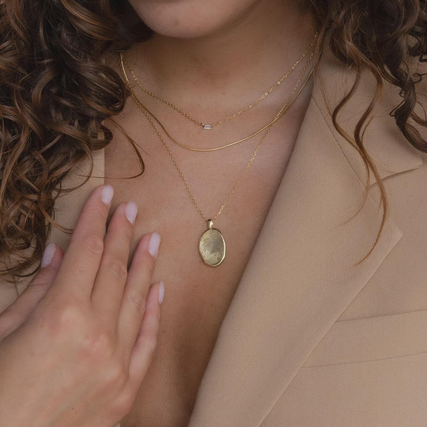 Custom Fingerprint Necklace in Gold or Silver | Personalized Memorial Jewelry | Engraved Thumbprint Pendant | Keepsake Necklace Gift